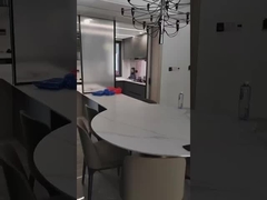 Armoires de cuisine en acier inoxydable moderne avec du quartz luxueux