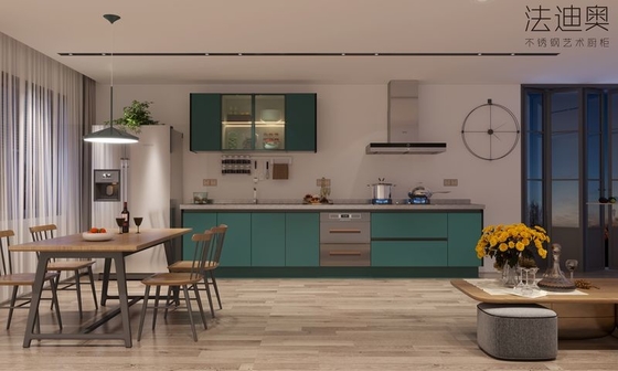 Armoire de cuisine à ligne unique vert pin un mélange parfait de design minimaliste et de fonctionnalité moderne