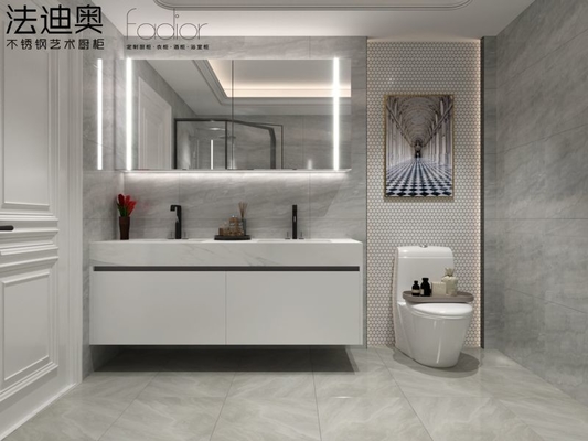 Armoire de vanité murale minimaliste moderne et élégant résistant à l'humidité en acier inoxydable durable