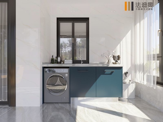 Armoire de rangement de balcon en métal vert glaciaire Fadior avec conception double de garde-fou