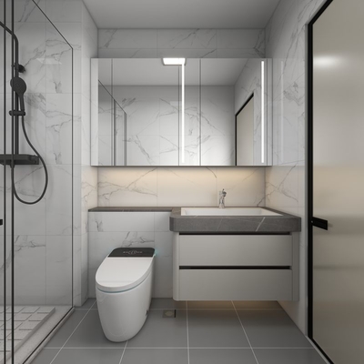 Moderne de luxe en acier inoxydable Vanité Économie d' espace Design intelligent Intégration transparente